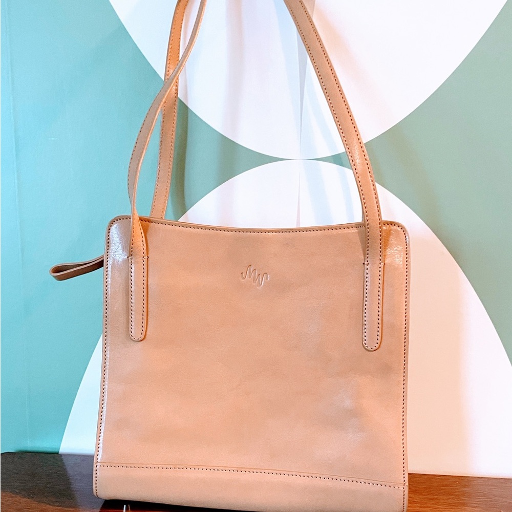Tan Shoulder Bag with Structured Design and Matte Finish